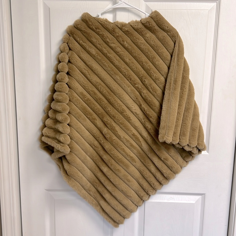 Faux fur poncho